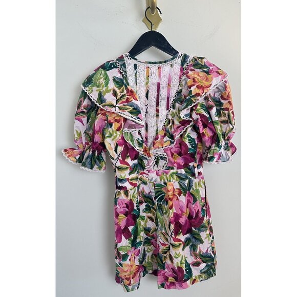 FARM RIO Painted Flowers Romper in Multi Size Small - Picture 8 of 12
